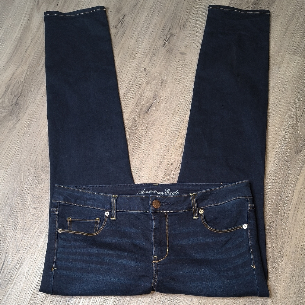 Super Stretch Skinny w/30.5" Inseam Mid Rise American Eagle Size 14 Denim sac309 - Picture 2 of 7